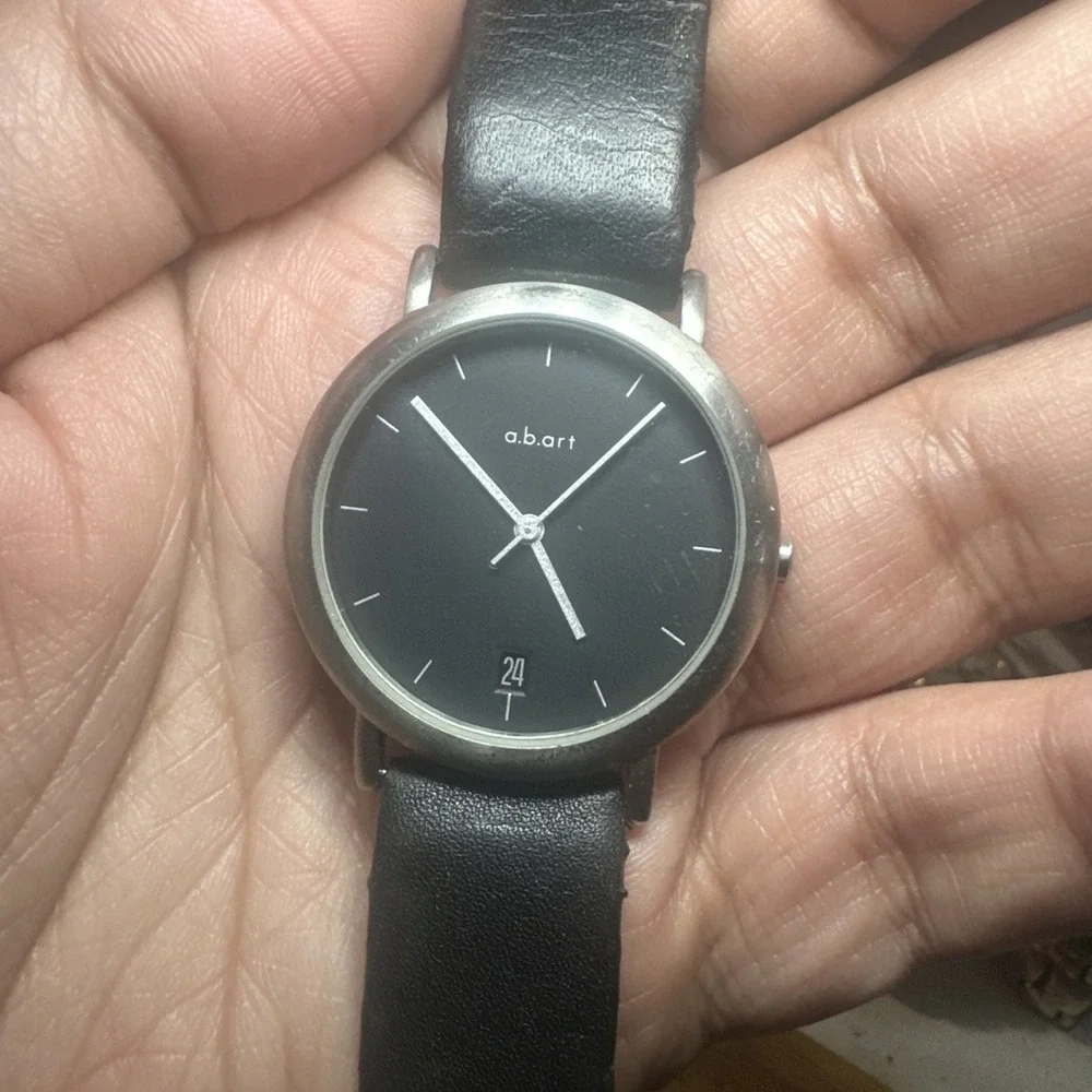 A.B.ART Mens Watch Swiss Made Black 35mm Quartz Rare -‎ Not working For Repair